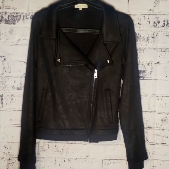 Grace & Lace Move Free Leather Like Bordeaux Moto Jacket Black Color Size Small - Picture 2 of 7